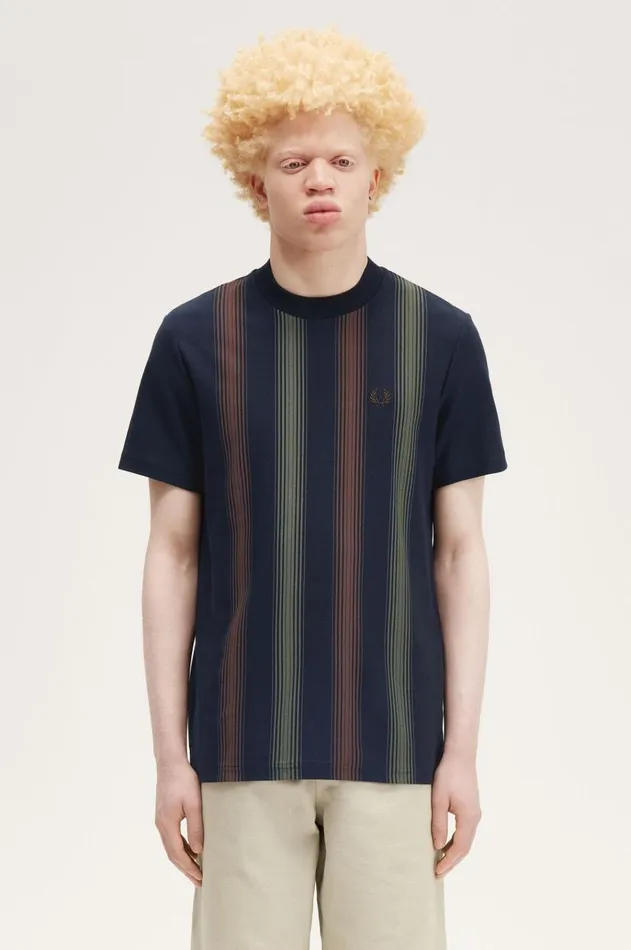 Men TShirts Fred Perry Stripe TShirt Navy