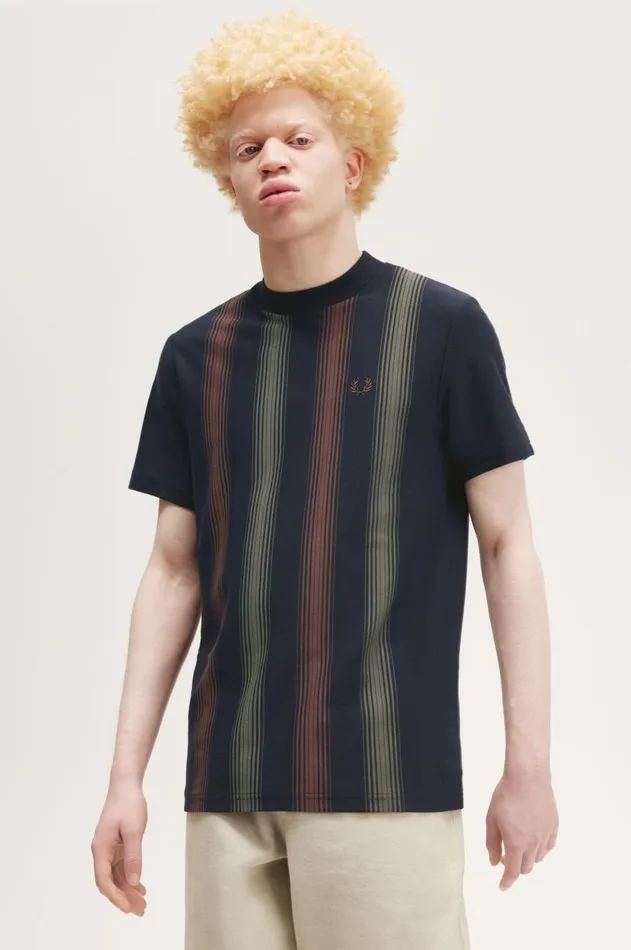 Men TShirts Fred Perry Stripe TShirt Navy