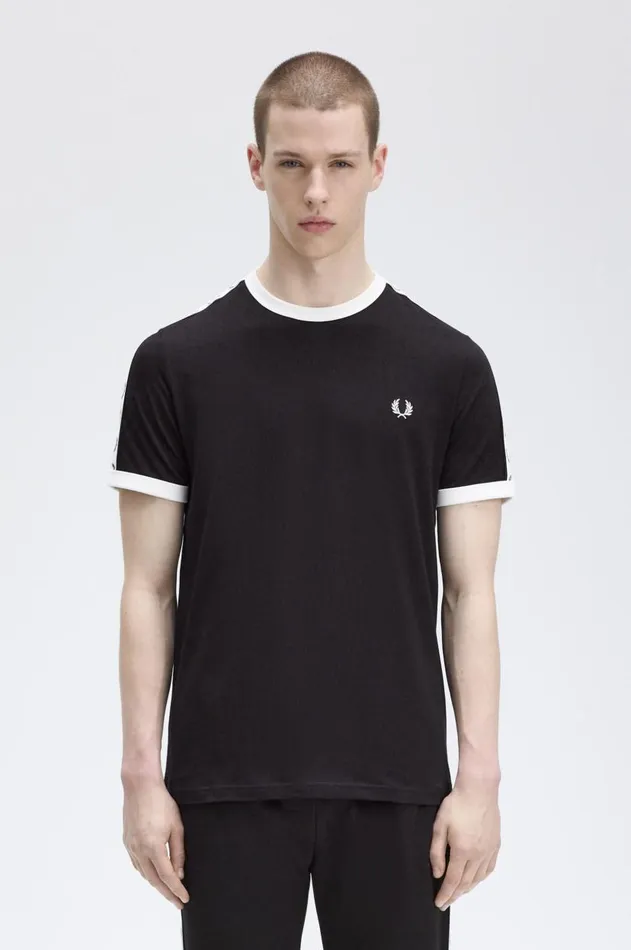 Men TShirts Fred Perry Taped Ringer TShirt Black