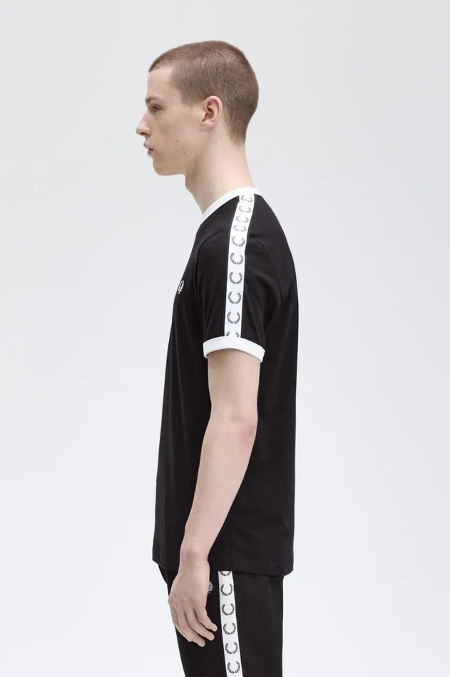 Men TShirts Fred Perry Taped Ringer TShirt Black
