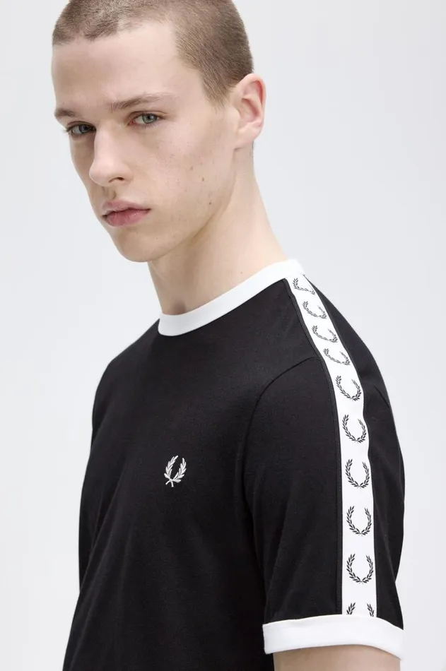 Men TShirts Fred Perry Taped Ringer TShirt Black