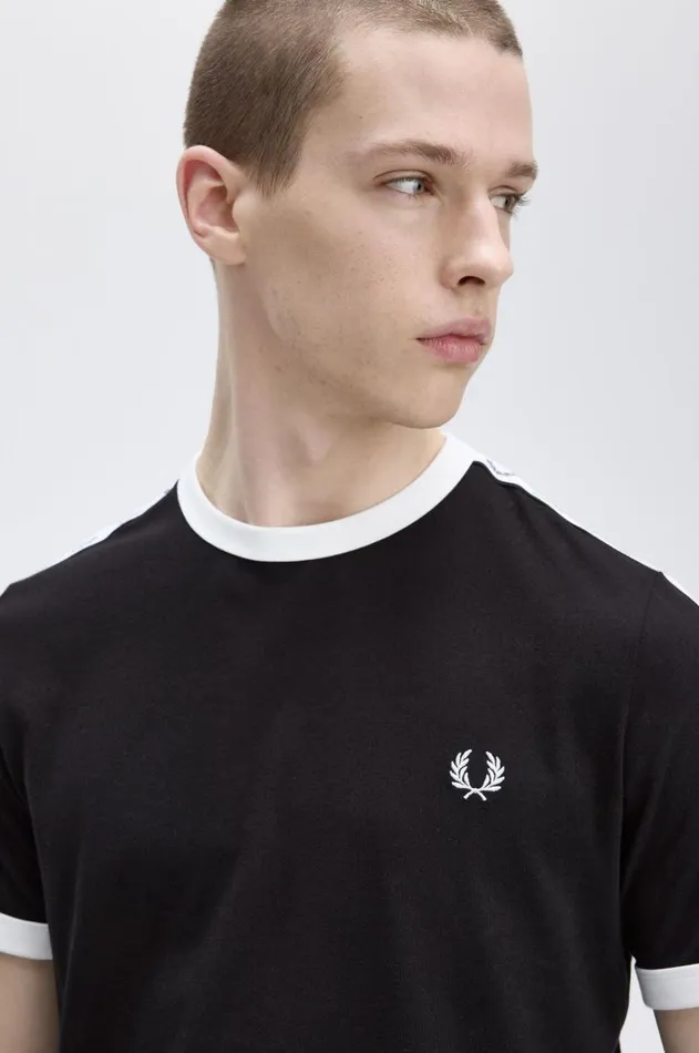 Men TShirts Fred Perry Taped Ringer TShirt Black