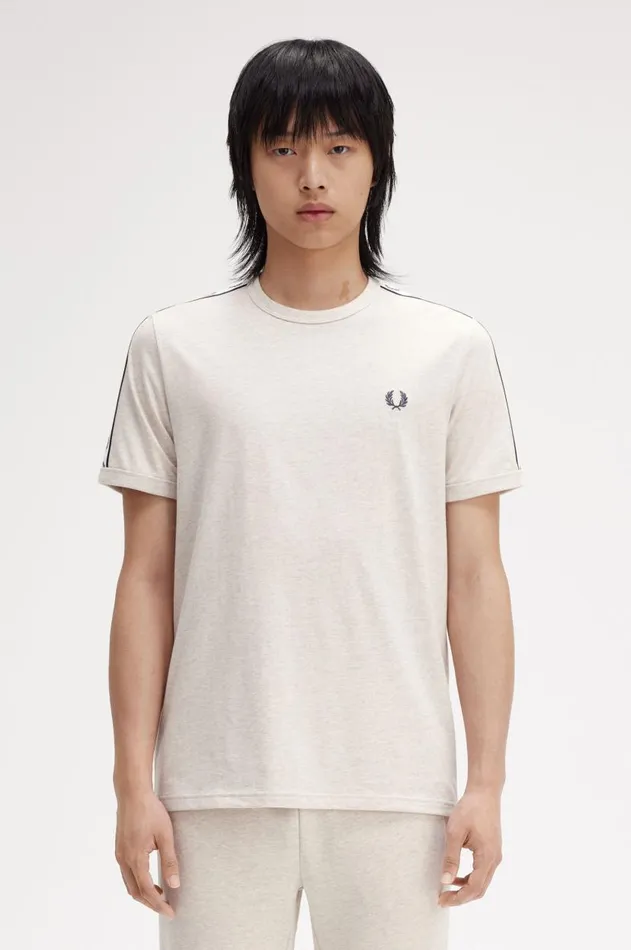 Men TShirts Fred Perry Taped Ringer TShirt Porridge Marl