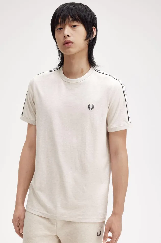 Men TShirts Fred Perry Taped Ringer TShirt Porridge Marl