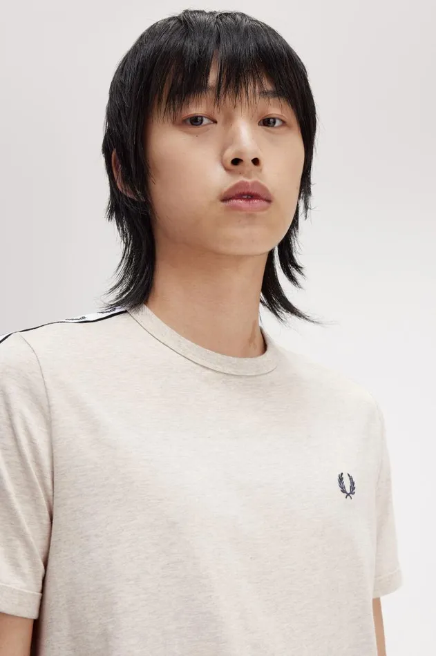 Men TShirts Fred Perry Taped Ringer TShirt Porridge Marl