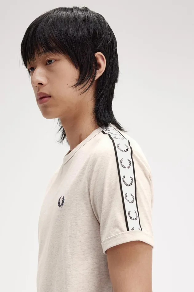 Men TShirts Fred Perry Taped Ringer TShirt Porridge Marl