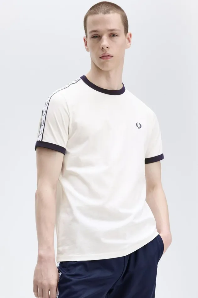 Men TShirts Fred Perry Taped Ringer TShirt Snow White
