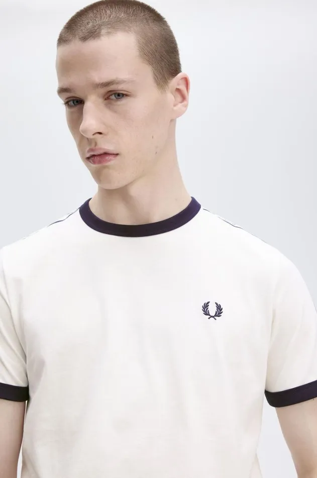 Men TShirts Fred Perry Taped Ringer TShirt Snow White
