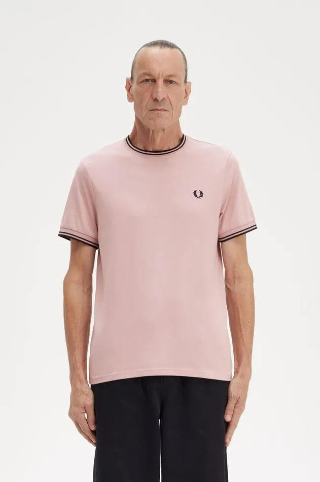 Men TShirts Fred Perry Twin Tipped TShirt Dusty Rose Pinkblack