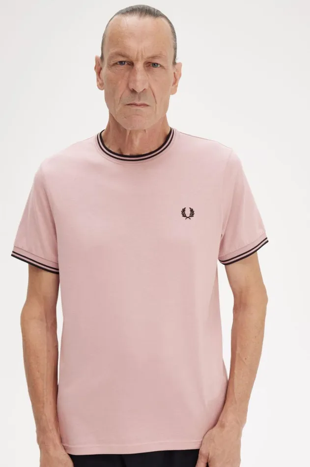 Men TShirts Fred Perry Twin Tipped TShirt Dusty Rose Pinkblack