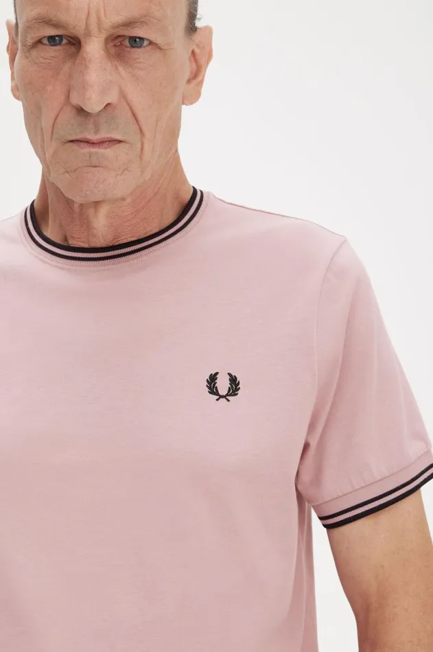 Men TShirts Fred Perry Twin Tipped TShirt Dusty Rose Pinkblack