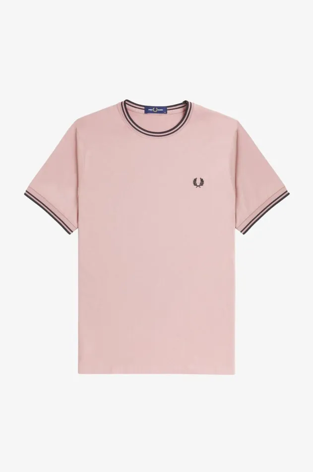 Men TShirts Fred Perry Twin Tipped TShirt Dusty Rose Pinkblack