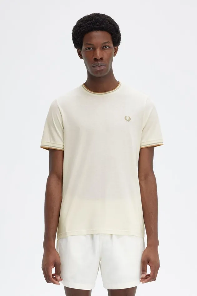 Men TShirts Fred Perry Twin Tipped TShirt Ecruoatmealwarm Stone