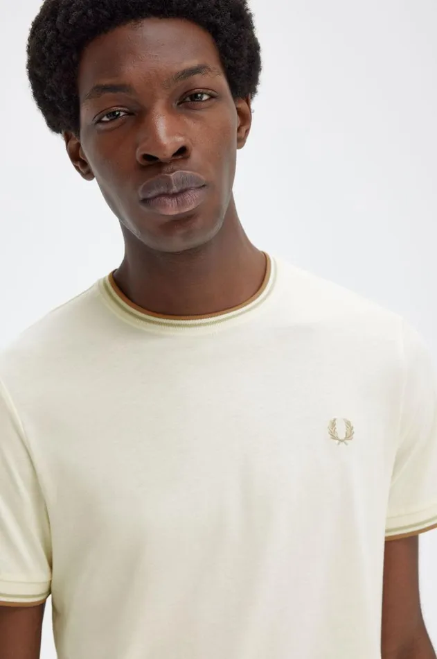 Men TShirts Fred Perry Twin Tipped TShirt Ecruoatmealwarm Stone