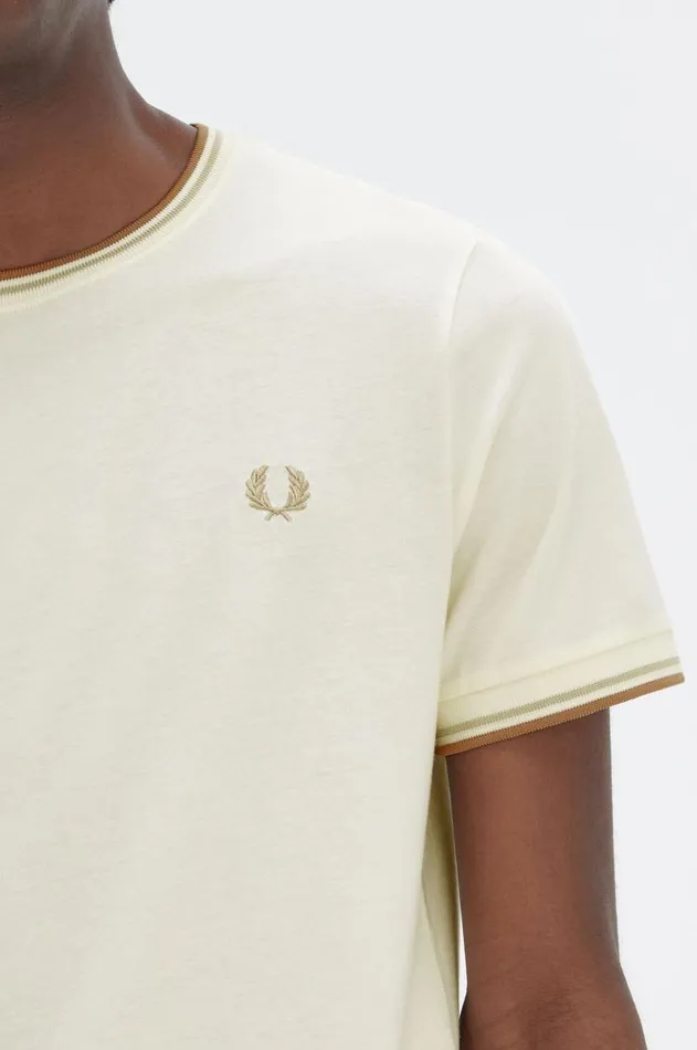 Men TShirts Fred Perry Twin Tipped TShirt Ecruoatmealwarm Stone