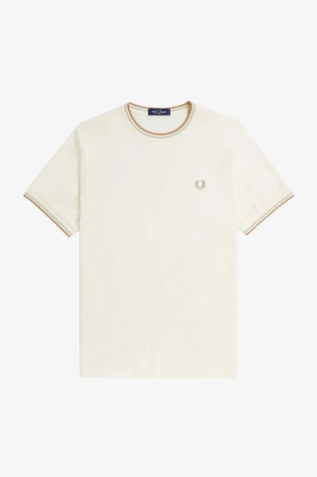 Men TShirts Fred Perry Twin Tipped TShirt Ecruoatmealwarm Stone