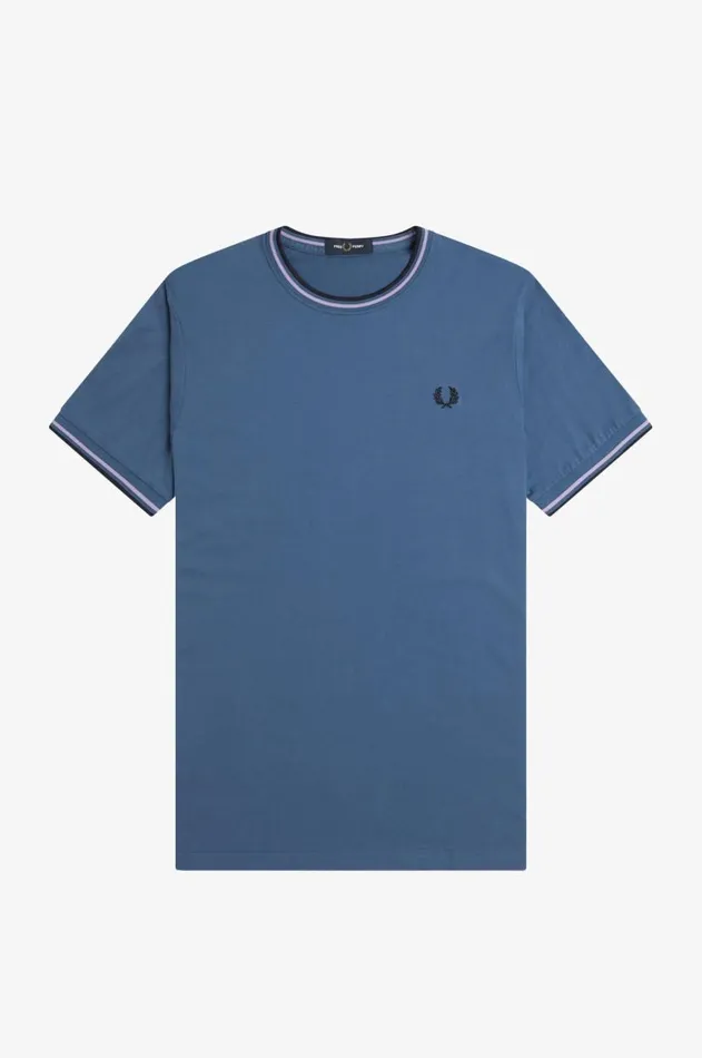 Men TShirts Fred Perry Twin Tipped TShirt Midnight Blueultra Violetnavy