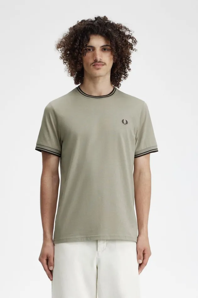 Men TShirts Fred Perry Twin Tipped TShirt Warm Greycarrington Brick