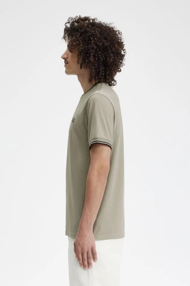 Men TShirts Fred Perry Twin Tipped TShirt Warm Greycarrington Brick