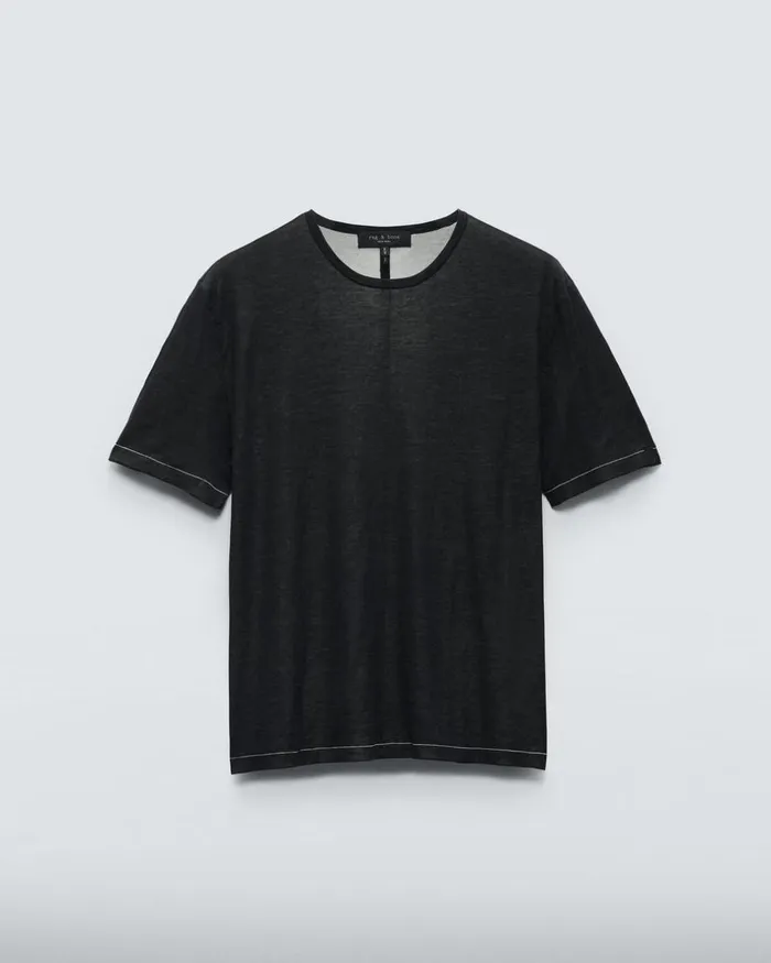 Men TShirts Rag 038 Bone Banks Double Faced Short Sleeve Tee Black