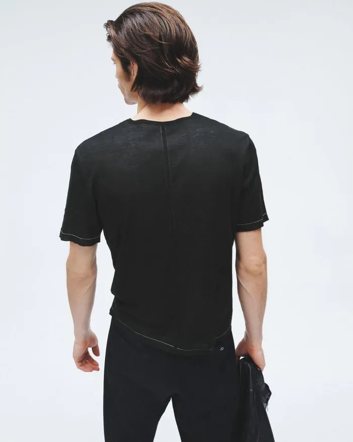 Men TShirts Rag 038 Bone Banks Double Faced Short Sleeve Tee Black