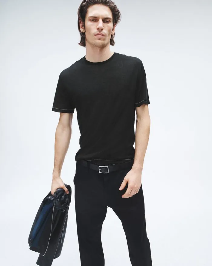 Men TShirts Rag 038 Bone Banks Double Faced Short Sleeve Tee Black