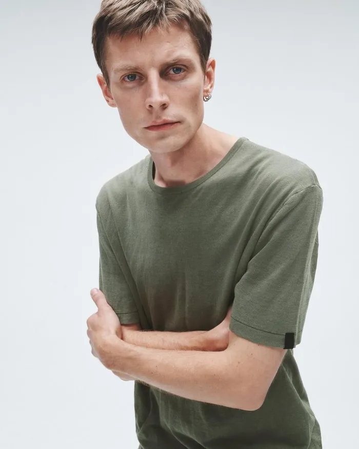 Men TShirts Rag 038 Bone Banks Double Faced Short Sleeve Tee Lichen