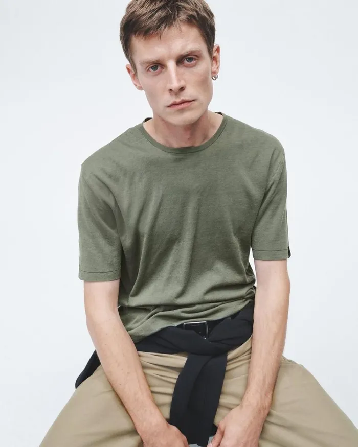 Men TShirts Rag 038 Bone Banks Double Faced Short Sleeve Tee Lichen