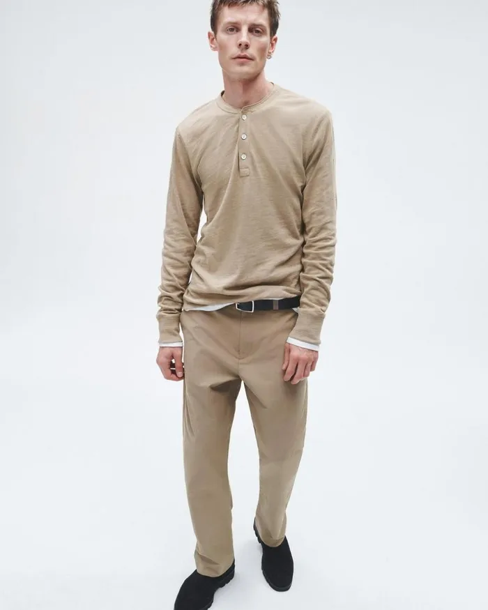 Men TShirts Rag 038 Bone Classic Flame Henley Taupe