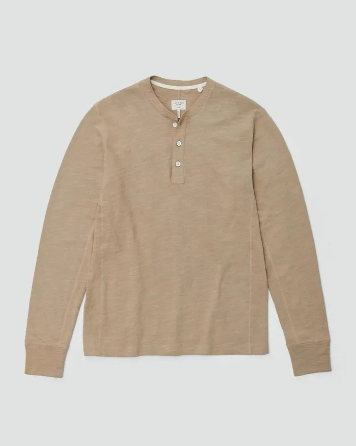 Men TShirts Rag 038 Bone Classic Flame Henley Taupe