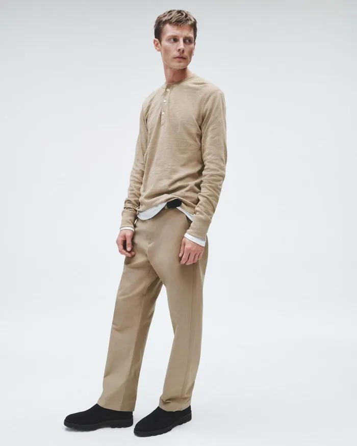 Men TShirts Rag 038 Bone Classic Flame Henley Taupe