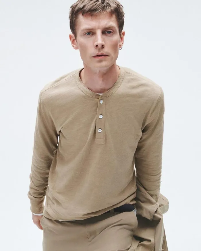 Men TShirts Rag 038 Bone Classic Flame Henley Taupe