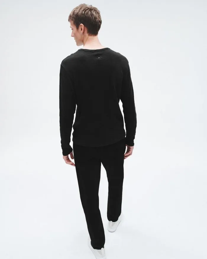 Men TShirts Rag 038 Bone Classic Flame Long Sleeve Tee Black