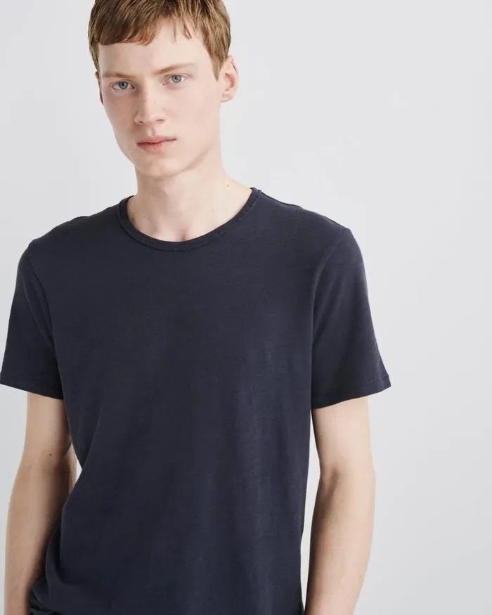 Men TShirts Rag 038 Bone Classic Flame Tee Deep Navy