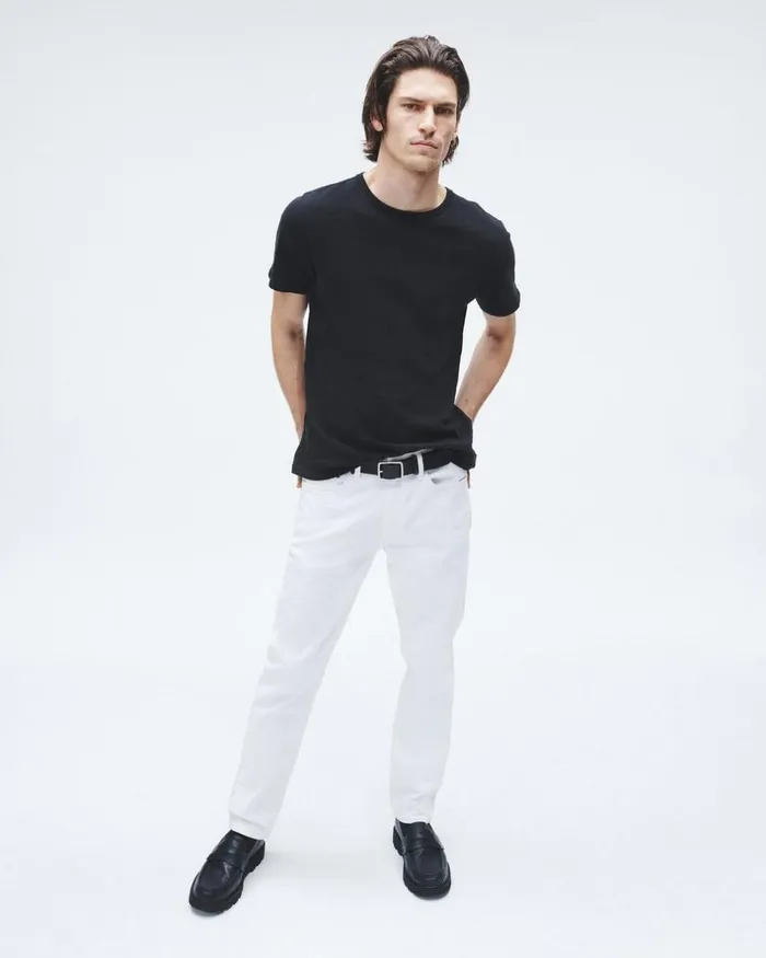 Men TShirts Rag 038 Bone Classic Flame Tee Jet Black