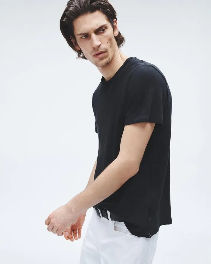 Men TShirts Rag 038 Bone Classic Flame Tee Jet Black