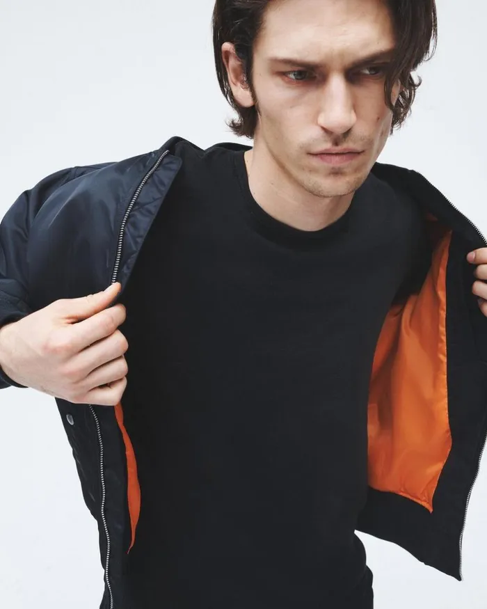 Men TShirts Rag 038 Bone Classic Flame Tee Jet Black
