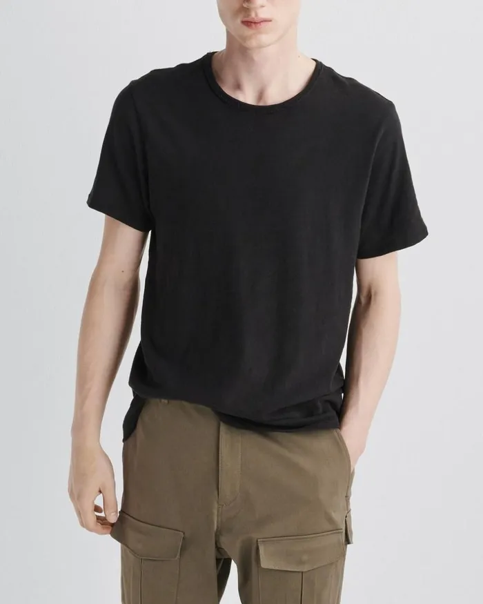 Men TShirts Rag 038 Bone Classic Flame Tee Jet Black