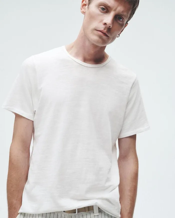 Men TShirts Rag 038 Bone Classic Flame Tee White