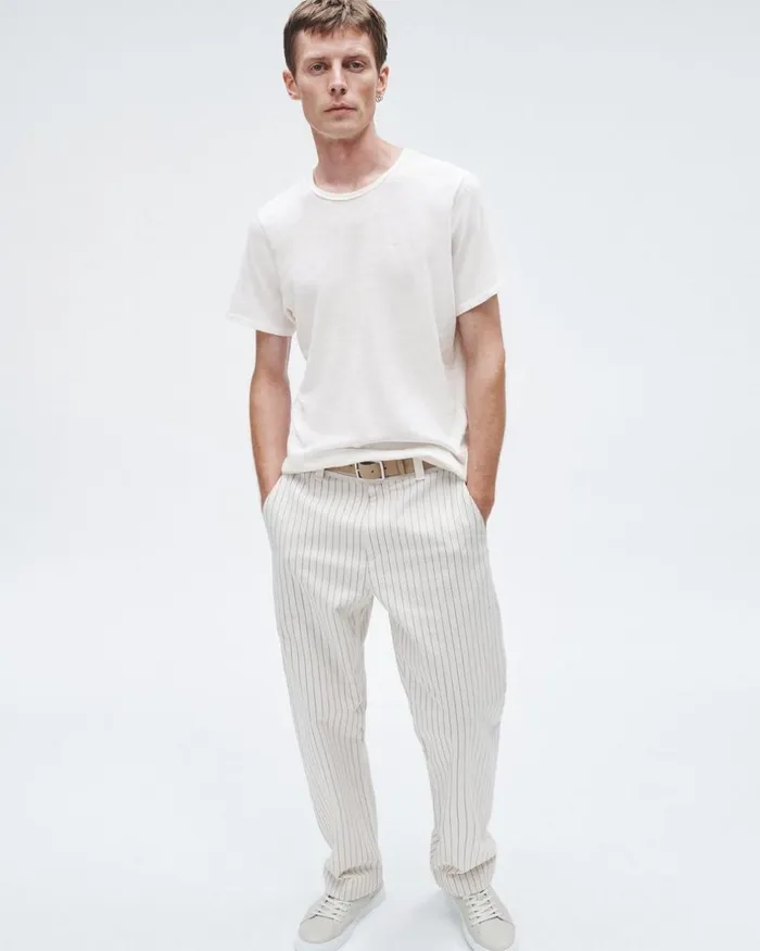 Men TShirts Rag 038 Bone Classic Flame Tee White