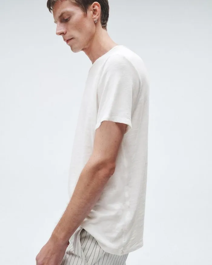 Men TShirts Rag 038 Bone Classic Flame Tee White