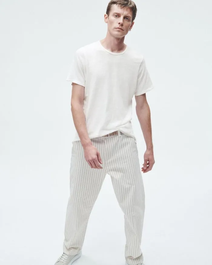 Men TShirts Rag 038 Bone Classic Flame Tee White