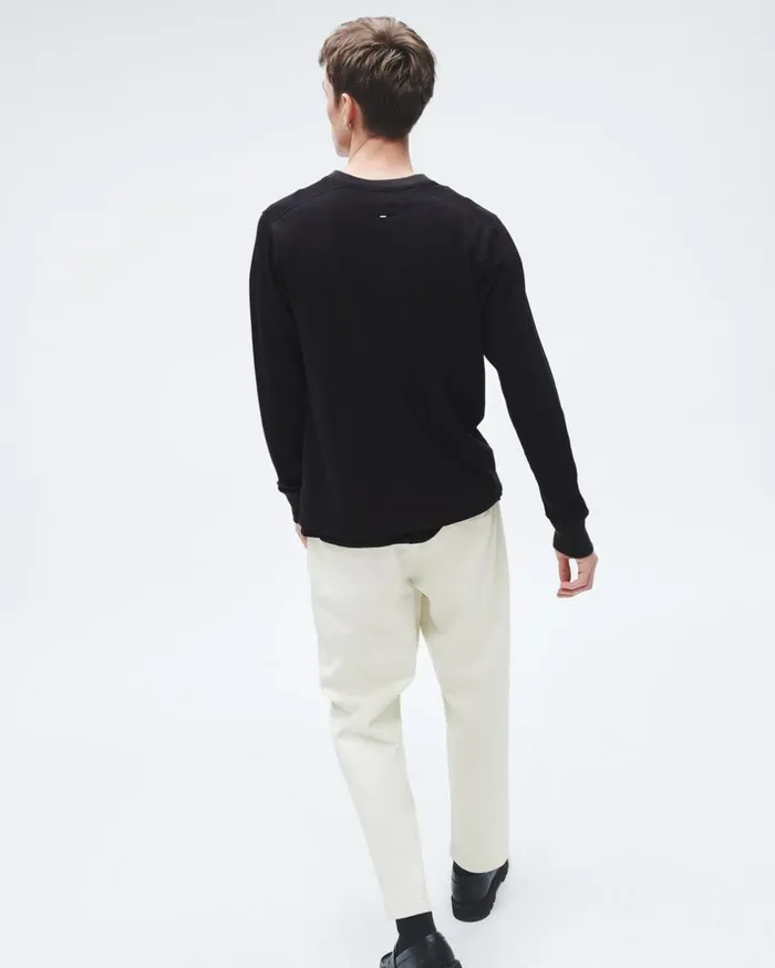 Men TShirts Rag 038 Bone Lightweight Waffle Henley Black