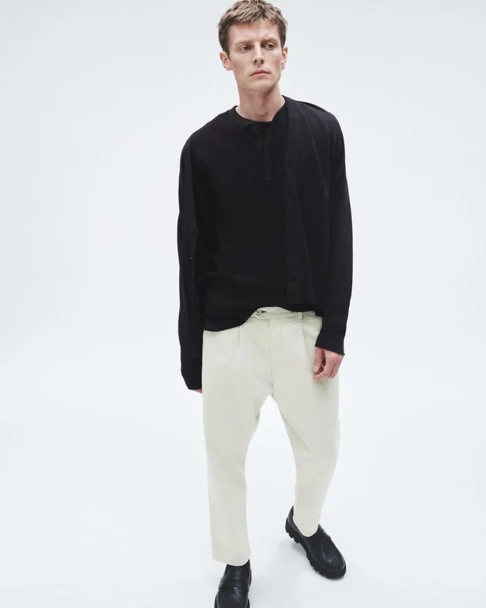 Men TShirts Rag 038 Bone Lightweight Waffle Henley Black