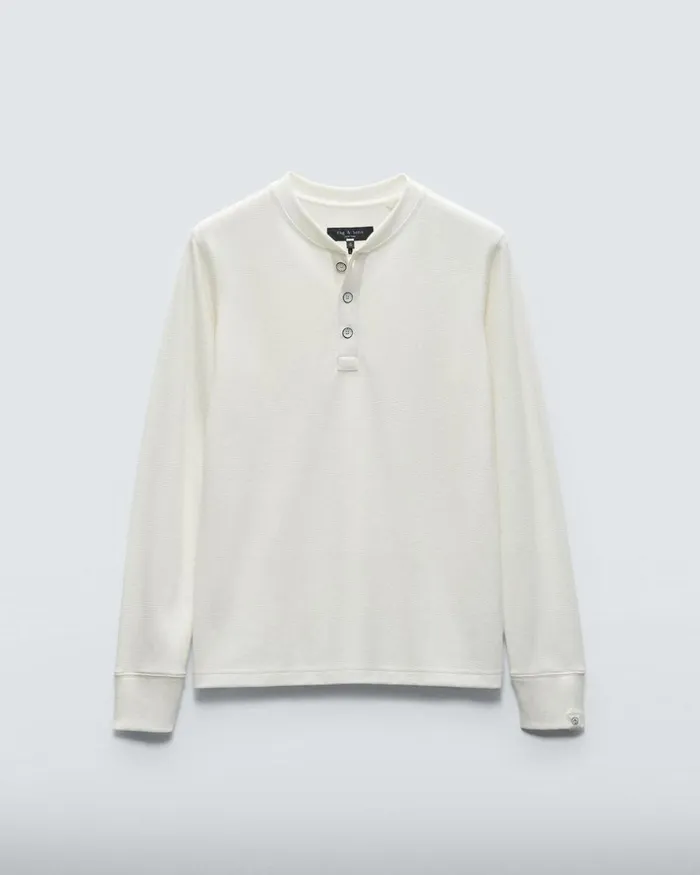 Men TShirts Rag 038 Bone Lightweight Waffle Henley Ivory