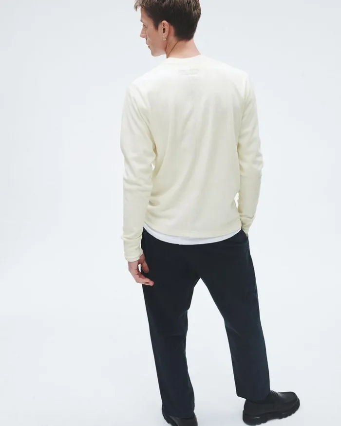 Men TShirts Rag 038 Bone Lightweight Waffle Henley Ivory