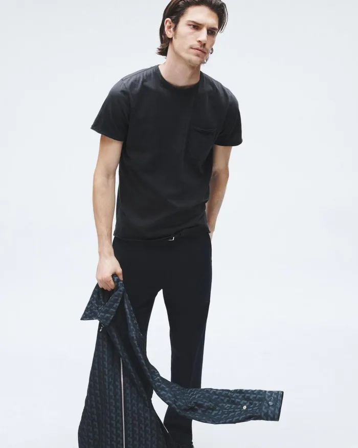 Men TShirts Rag 038 Bone Miles Principal Jersey Tee Dark Grey