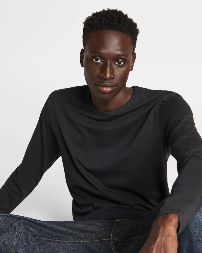 Men TShirts Rag 038 Bone Pratt Principal Long Sleeve Tee Black