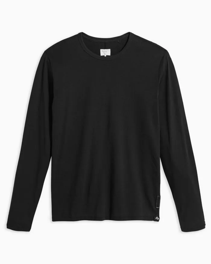 Men TShirts Rag 038 Bone Pratt Principal Long Sleeve Tee Black