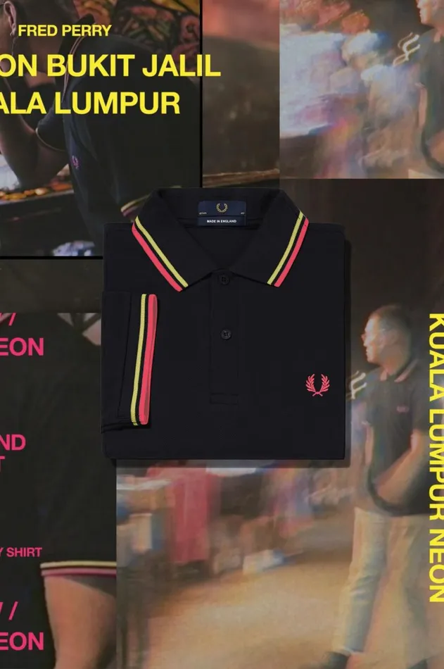 Men The Fred Perry Shirt Fred Perry M12 Blackbright Yellowkuala Lumpur Neon